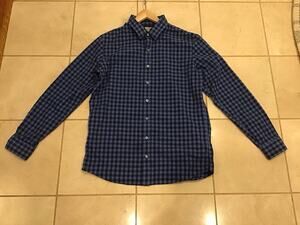 L.L.Bean Blue Check LS Button-Up Shirt Sz M Tall Hiking Casual Outdoors Gorpcore